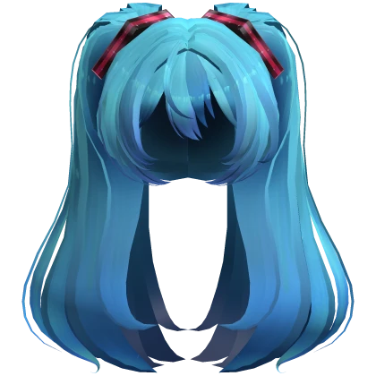 Miku Long Fluffy Twintails Hair - Blue Teal Mid