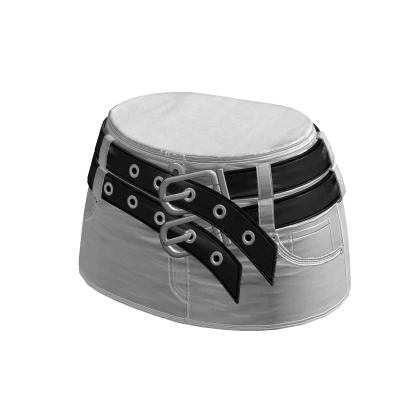 🍀Belt Leather Mini Skirt (White/Black)