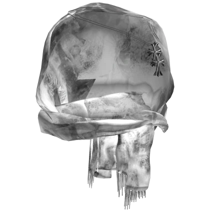 Grunge Headscarf With Rosary (White)