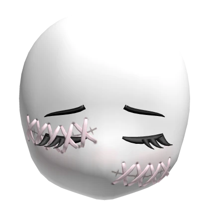 ⸸꒱ laced up stitches sleepy face head in baby pink