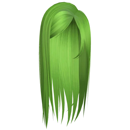 ☆ long straight side parted hair lime green