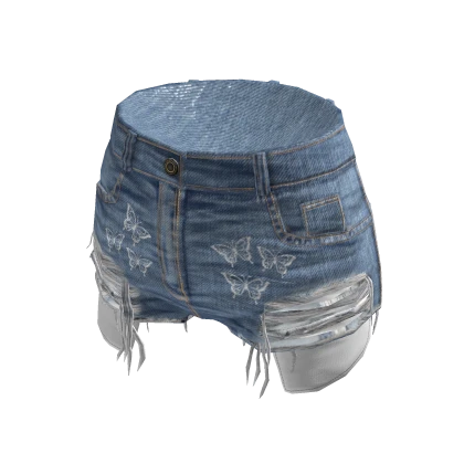Butterfly Ripped Jean Shorts