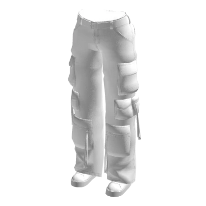 ♡ basic cargo pants w/ sneakers - white