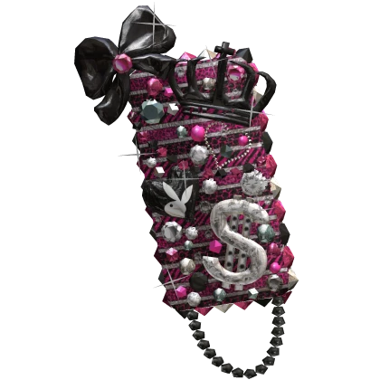 Black and Pink Rhinestone Glamour Phone Gyaru 