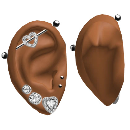 𝓢𝓢 | Ears With Diamond Heart Earrings Silver