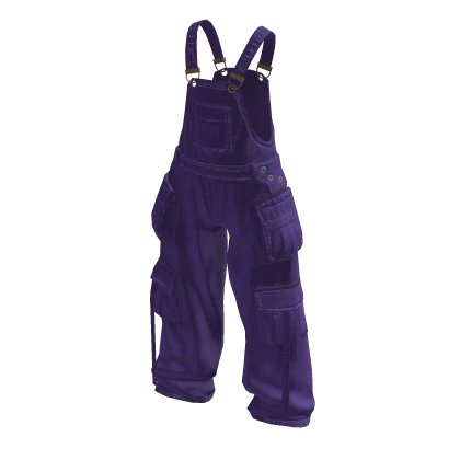 Baggy Oversized Denim Overalls in Purple