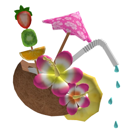 ♡ Tropical Coconut Fruity Drink on Head🥥🌺🌊🐬🍍