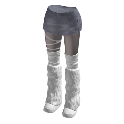 🍀Denim Skirt w Snow Boots