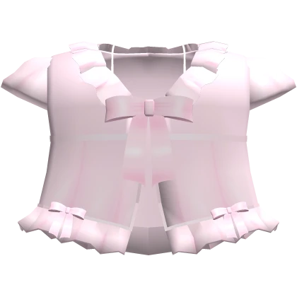 🤍 cute babydoll ruffle bow top pink