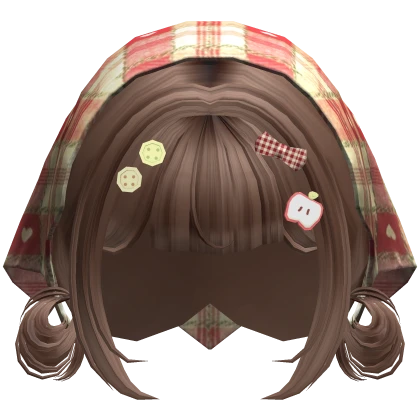 Mori Kei Igari Brown Hair w Plaid Bandana