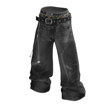 💜 Double Layered Sagging Pants_Black