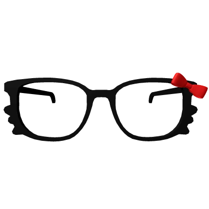 Cute Love Kitty Bow Glasses in Black/Red