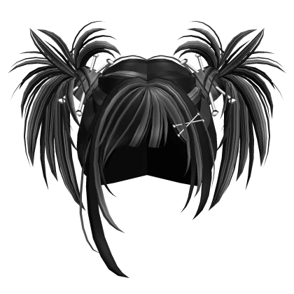 Spiky Grunge Emo Scene Pigtails in Black & White