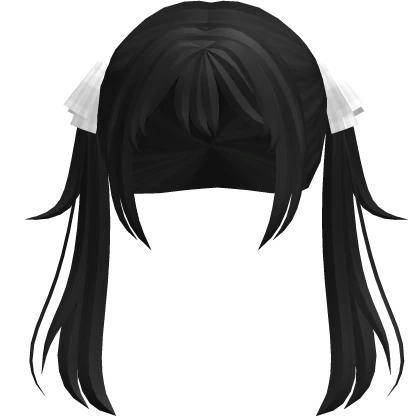 ♡ cutecore layered twin pigtails /w ribbons black