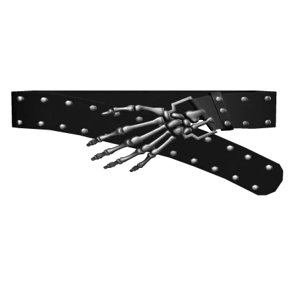 Black Studded Punk Belt With Metal Skelly Hand 1.0