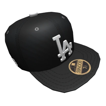 Sideways Black LA Baseball Cap