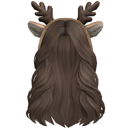 Soft Dreamy Flowy Hair w/ Deer Antlers (brown)