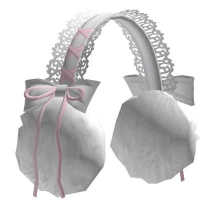 earmuffs w lace and bows / white & pink