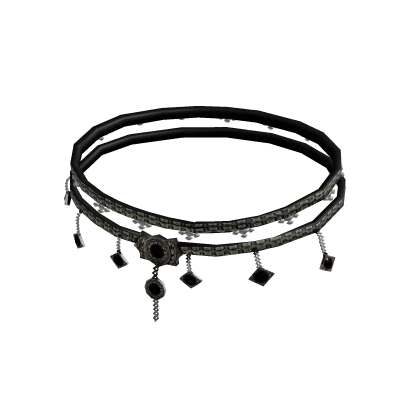 Silver Waist Chain With Black Gems