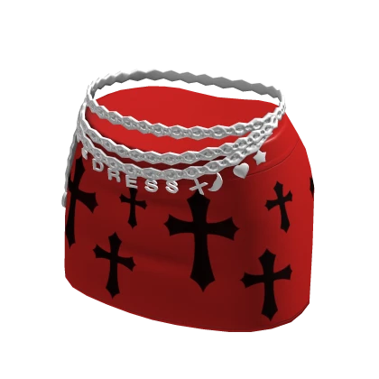 Halloween Red Goth Mini Chain Cross Skirt