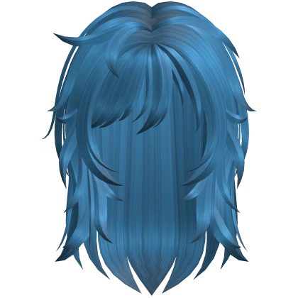 blue messy layered wolfcut hair