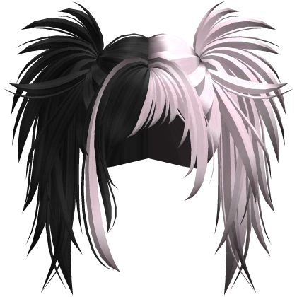 🤍 gyaru v-kei messy pigtails split black and pink