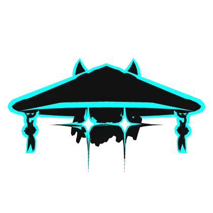 Cartoony Cyan Samurai Hat with Glowing Eyes
