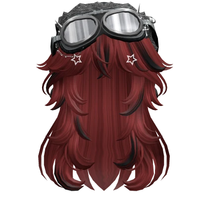 Red&Black Long Hair w/ Y2K Goggles Ushanka