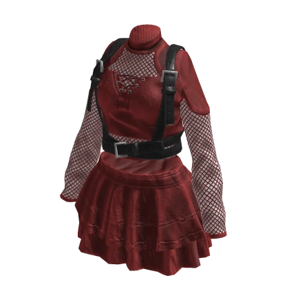 Cute Red Emo Goth Skirt Dress