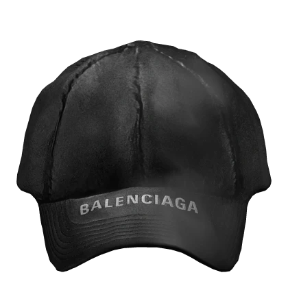 BALENCIAGA LEATHER BASEBALL CAP BLACK