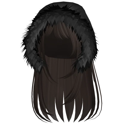 Dark Brown Straight Hair w Black Hood