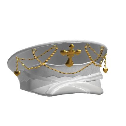 Y2K White Gold Goth Captain Hat