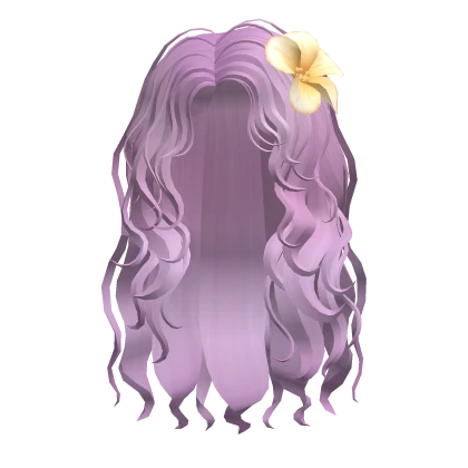 🍀Summer Wavy Hair w Yellow Flower (Purple)
