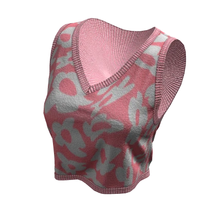 BB Pink Knit Varsity Coll. Patterned Flower Vest
