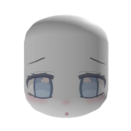 Cute Blue Soft Shy Innocent Stare Chibi Mask Face