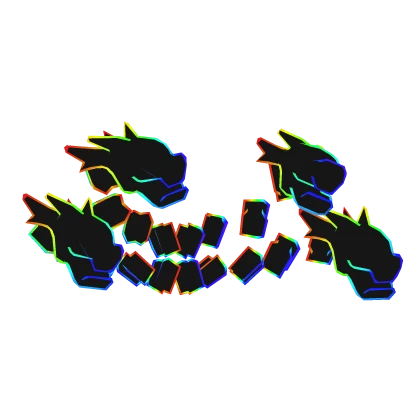 Rainbow Cartoony Dragon Heads