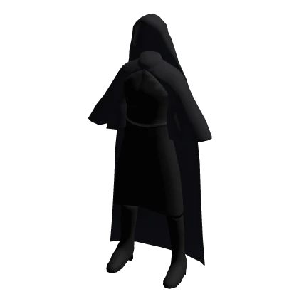 Black Hooded Robe With Cape