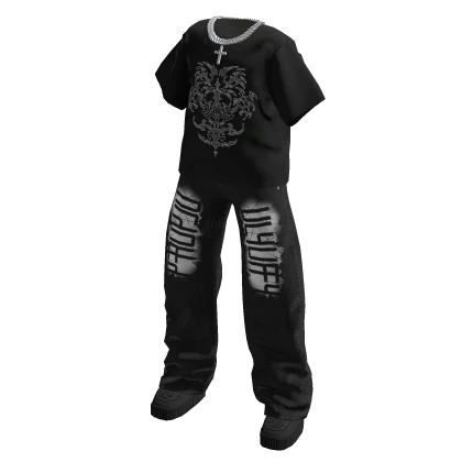 🍀Baggy Jeans Outfit (Grunge Black)