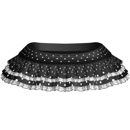 black pretty layered polka dot ruffle skirt w lace
