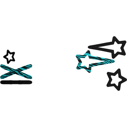 scene sparkly teal zebra star cross hair clips