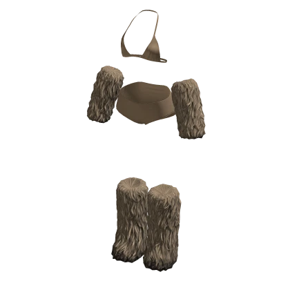 Y2K Slavic Winter Bikini Fur Set | Brown