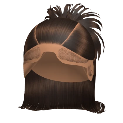 Spiky Y2K Half Up Bun W Curling Ends  in Brown