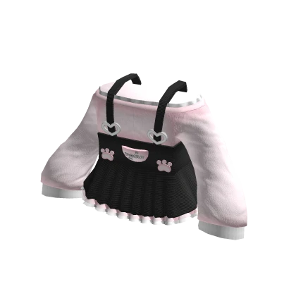 ♡ : soft cat overalls sweater┊pink