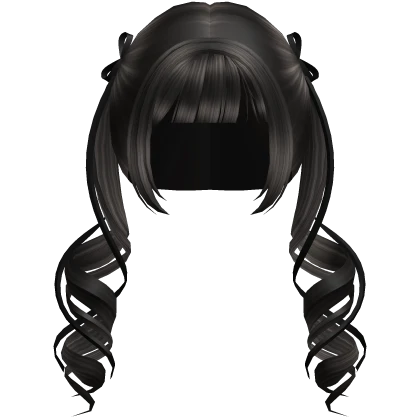 🖤 curly goth angel ribbon pigtails dark brown