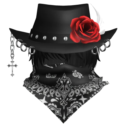 Goth Cowboy Hair Bandit w/ Neckscarf (Black)