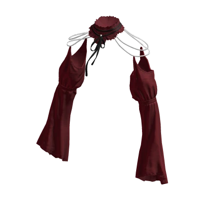 Red Cute Ribbon Ruffle Arm Sleeves w/ Choker 🫐