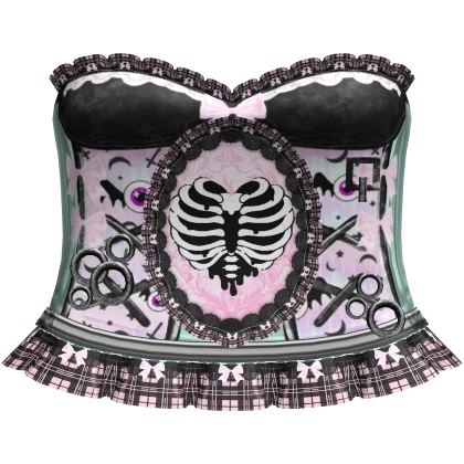 pink pastel goth scene emo rib corset dress skirt