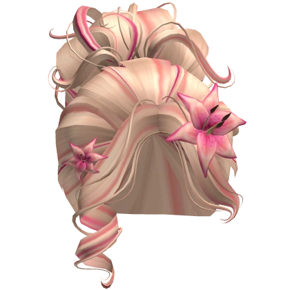 ♡ blonde tropical summer bun with pink flower