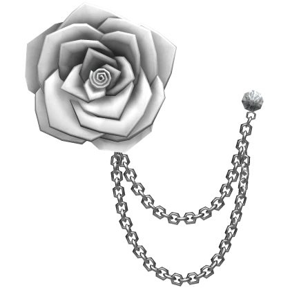 White Rose Vintage Lapel Pin With Silver Chains