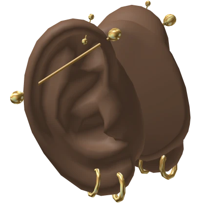 Ears w Gold Piercings Set 2